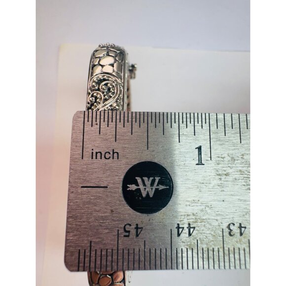 Estate Sarda Sterling Silver 925 Filigree Hinged Bangle Bracelet 6" 38.1g - Picture 12 of 13